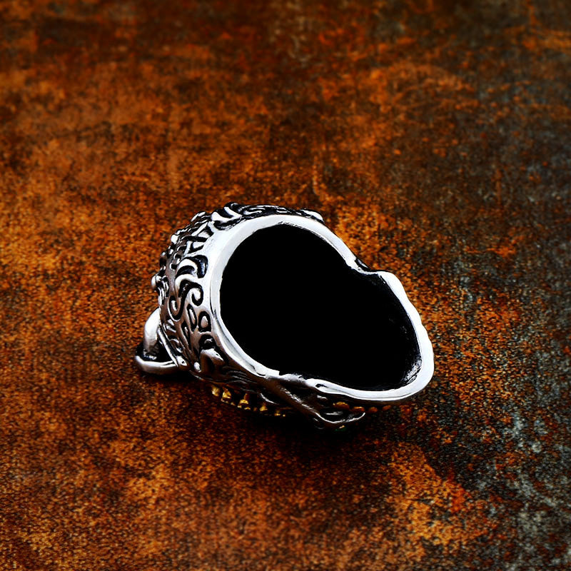 Titanium Steel Engraved Virgin Skull Pendant - Retro Punk Style for Men