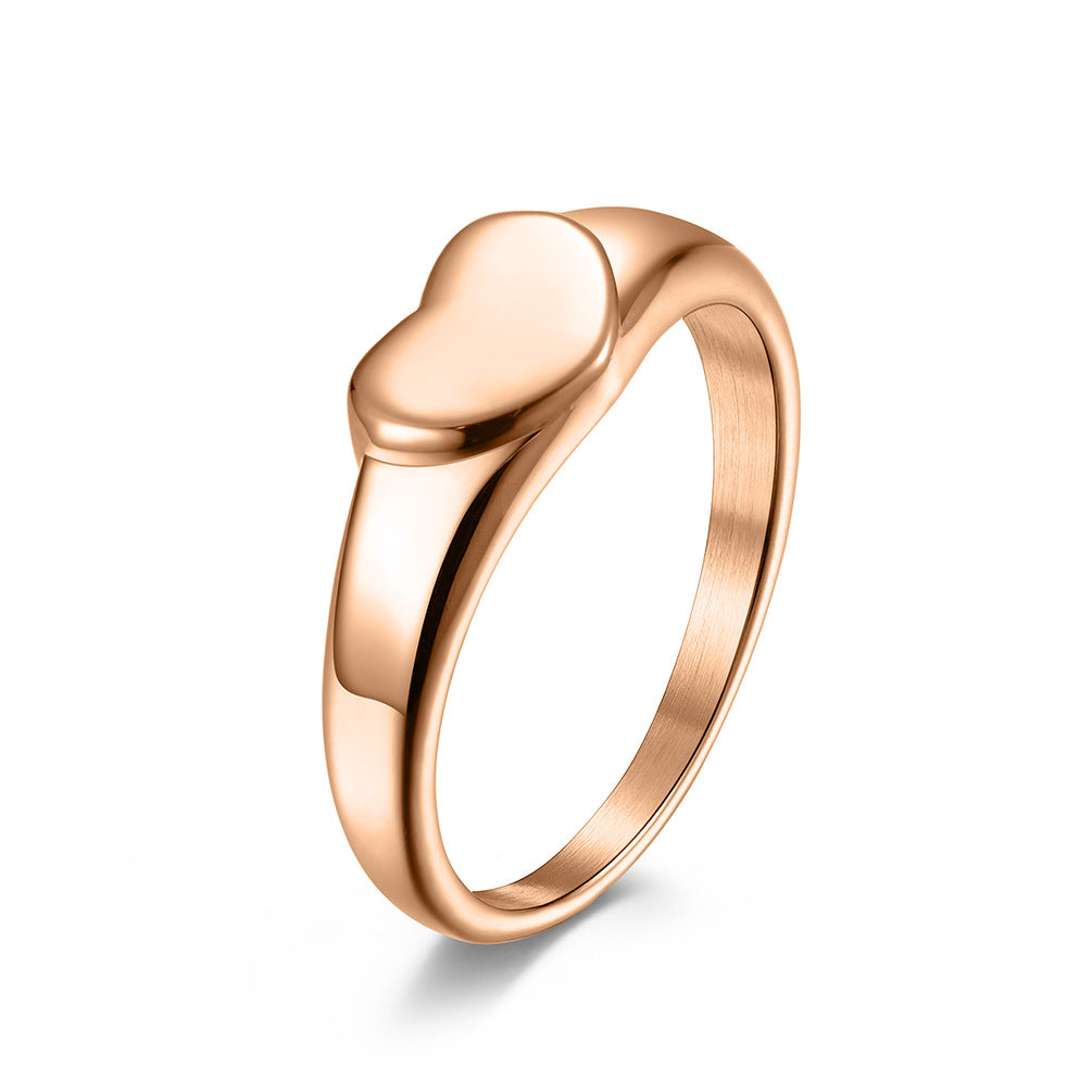 Planderful Heart Shaped Ring For Women Gold Plated Titanium Steel Durable Everyday Jewelry