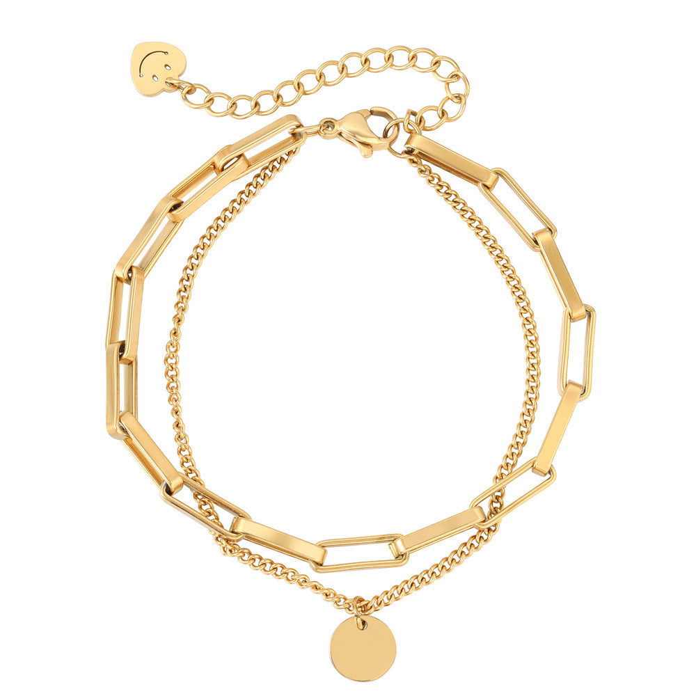 Titanium Steel Double Layer Bracelet Elegant For Modern Women By Planderful Everyday Genie Collection