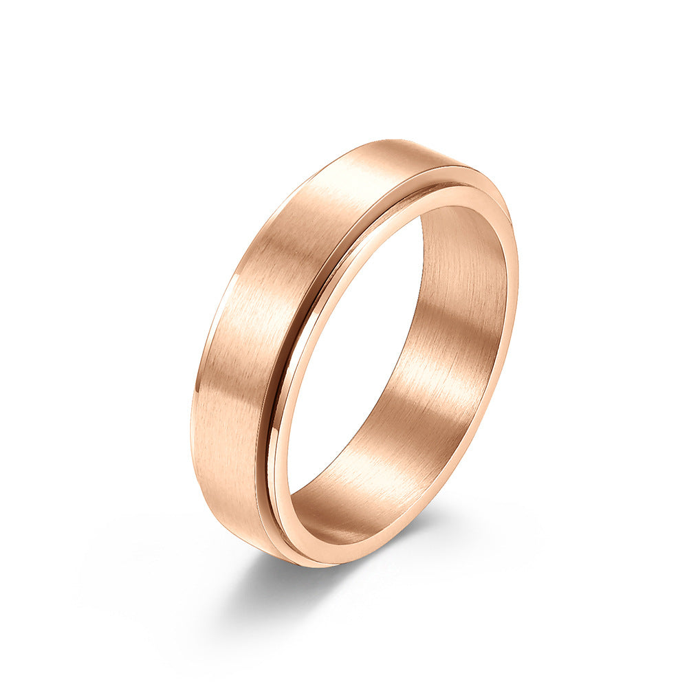 Planderful Rainbow Titanium Steel Ring For Couples Rotating Matte Sand Surface Stainless Steel Band Unisex