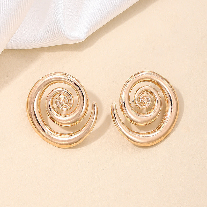 Exaggerated Hollow Swirl Stud Earrings - Vienna Verve Collection