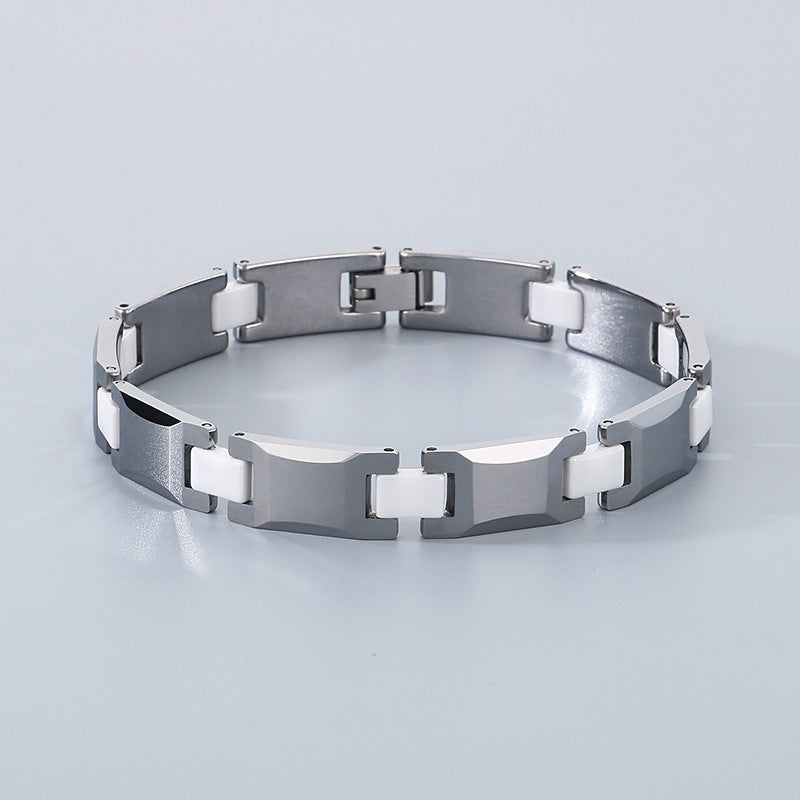 Planderful Tungsten Steel Bracelet For Men Cross Buckle