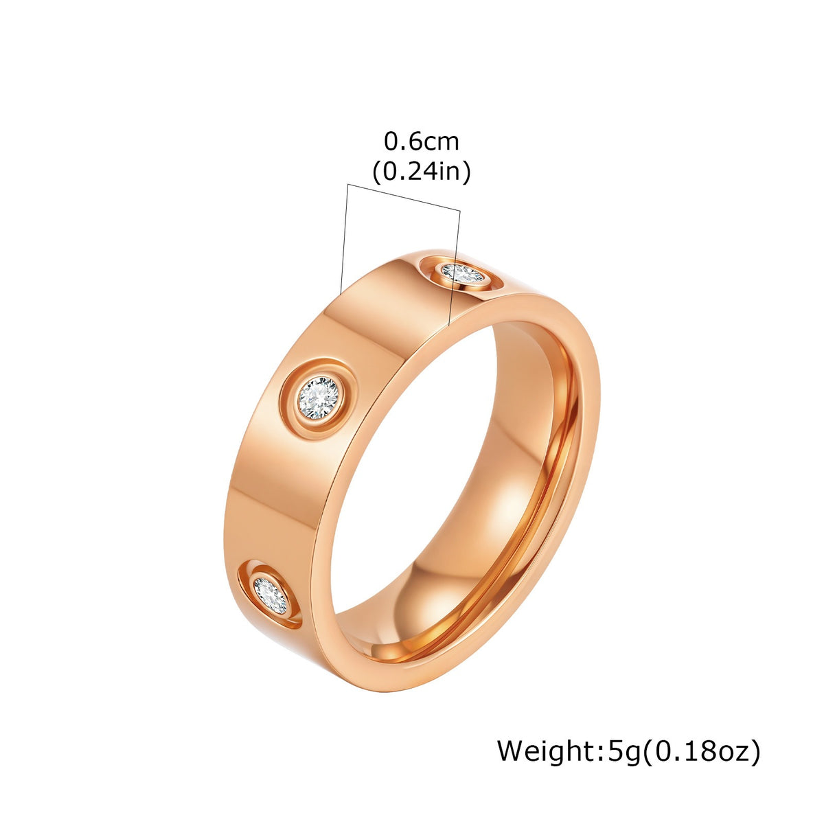 Hot-Selling Stainless Steel All-Light Inlaid With Six Zircon Wide 6mm Ring For Men &