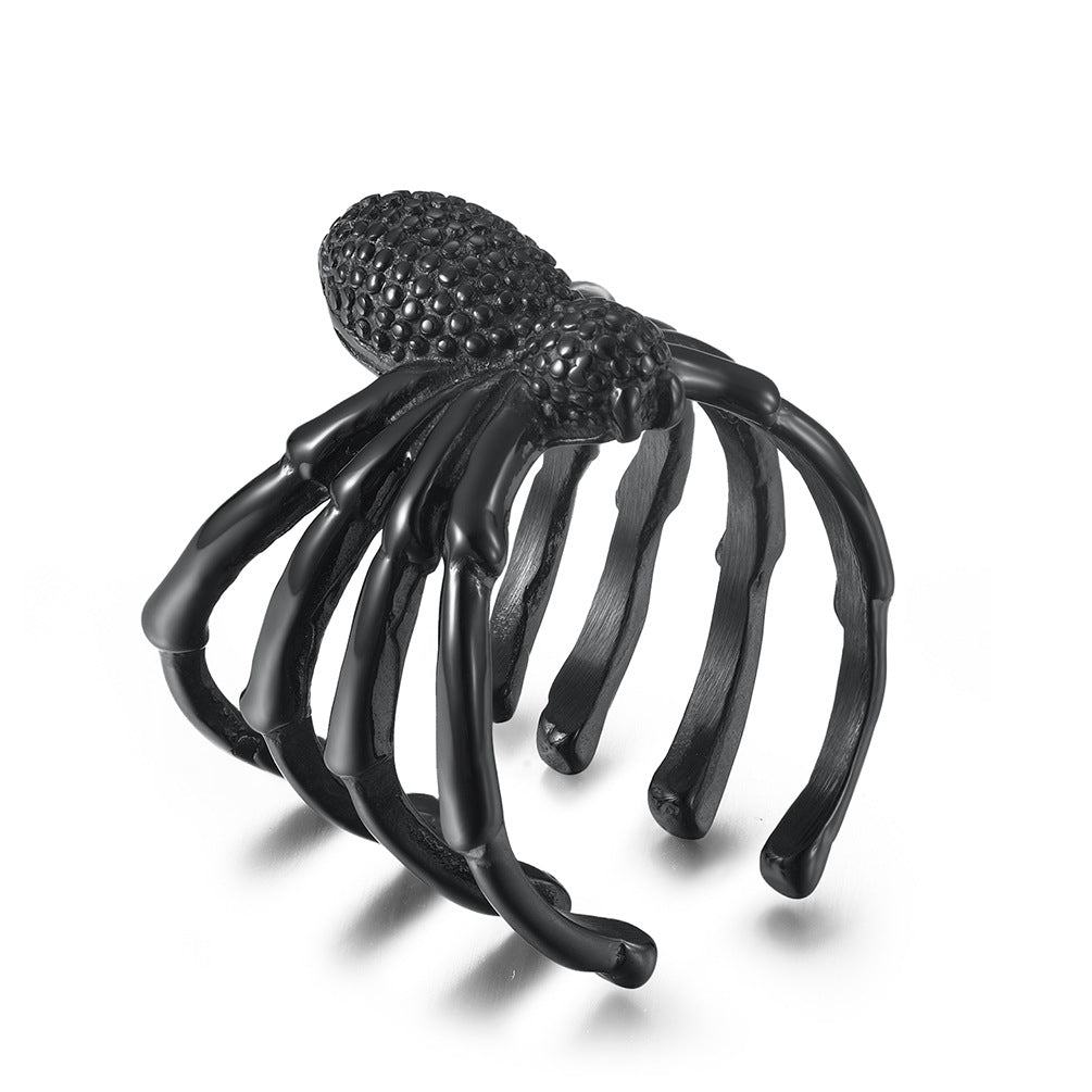 Poisonous Spider Stainless Steel Ring – Stainless Steel Black Spider Opening Adjustable