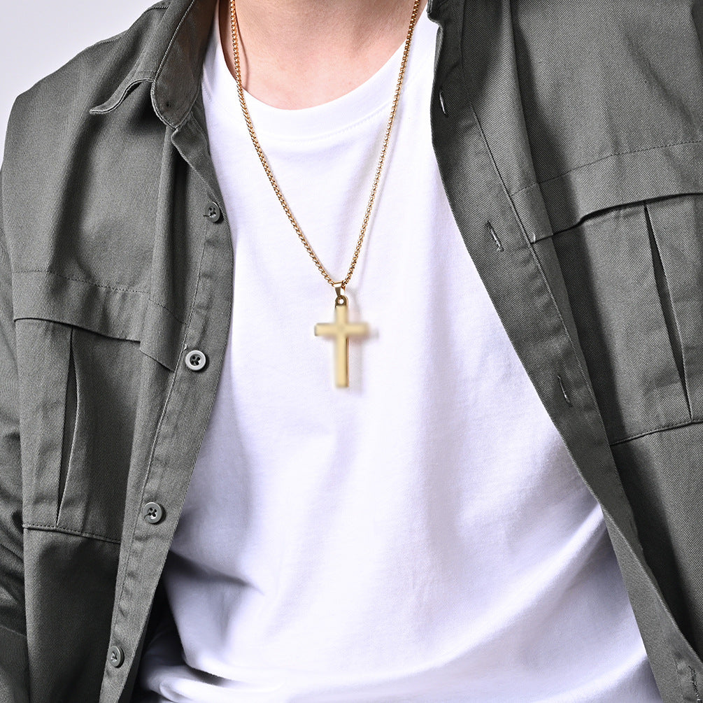 Cross-Border Amazon Jewelry Supply Stainless Steel Cross Necklace