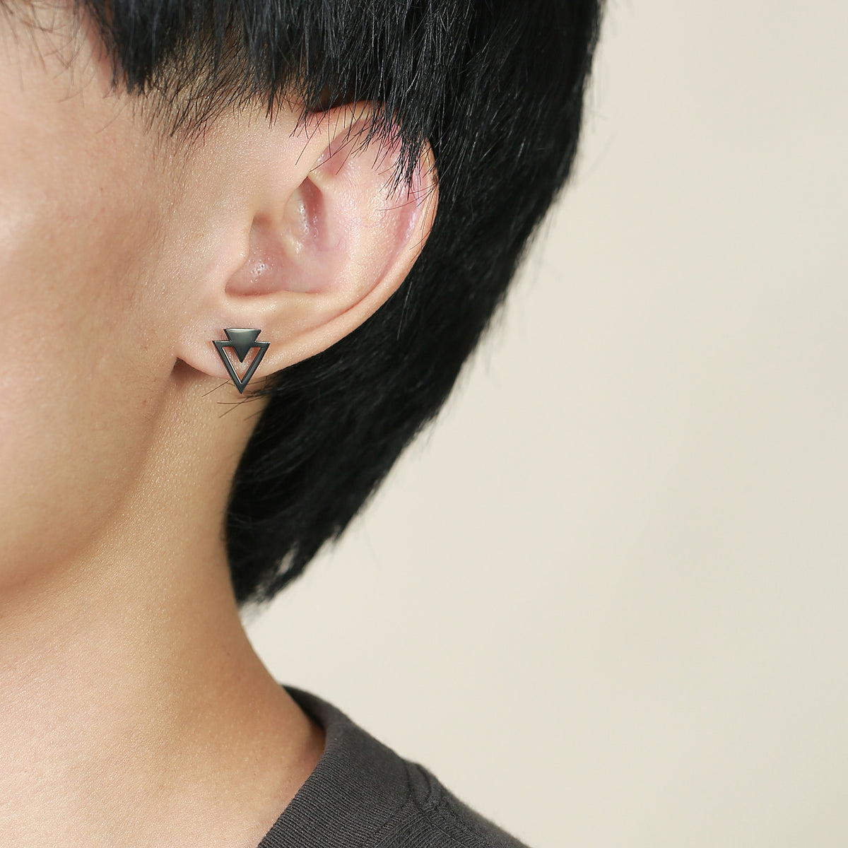 Interlocking Triangle Single Stud Earring — 3 Colors