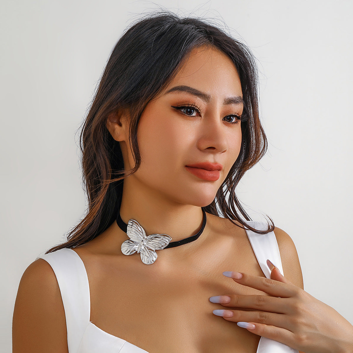 Butterfly Ribbon Necklace with Wax Thread Tassels