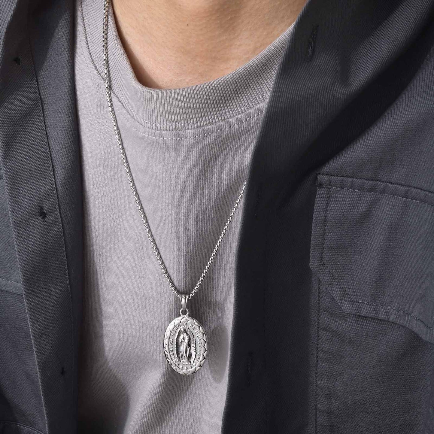 Stainless Steel Men's Tag Necklace Notre Dame Pendant Wholesale