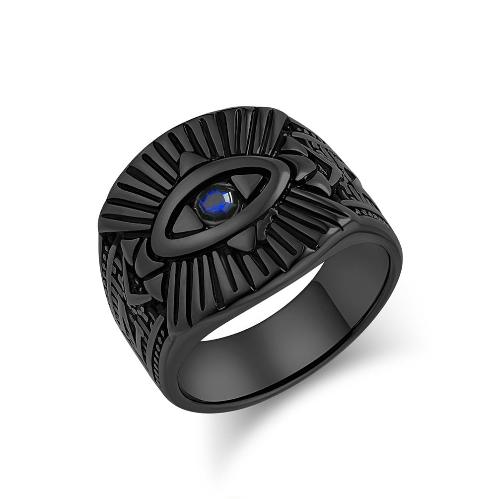 European And American New Retro God's Eye Titanium Steel Ring For Men