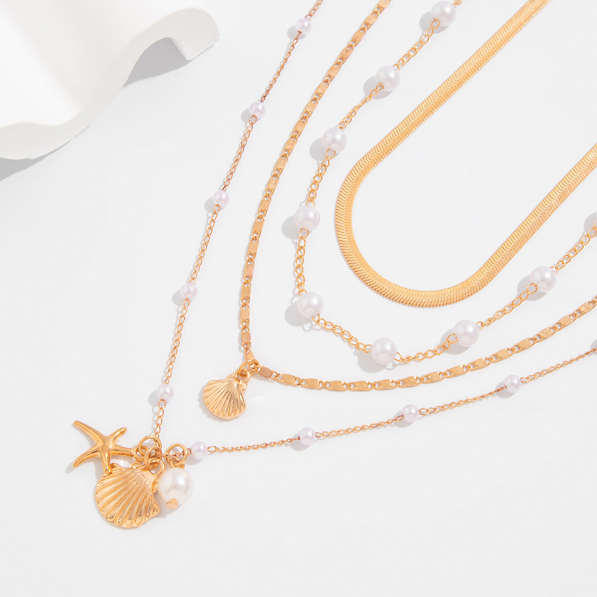 Planderful Vienna Verve Necklace – Elegant Imitation Pearl Layered Design