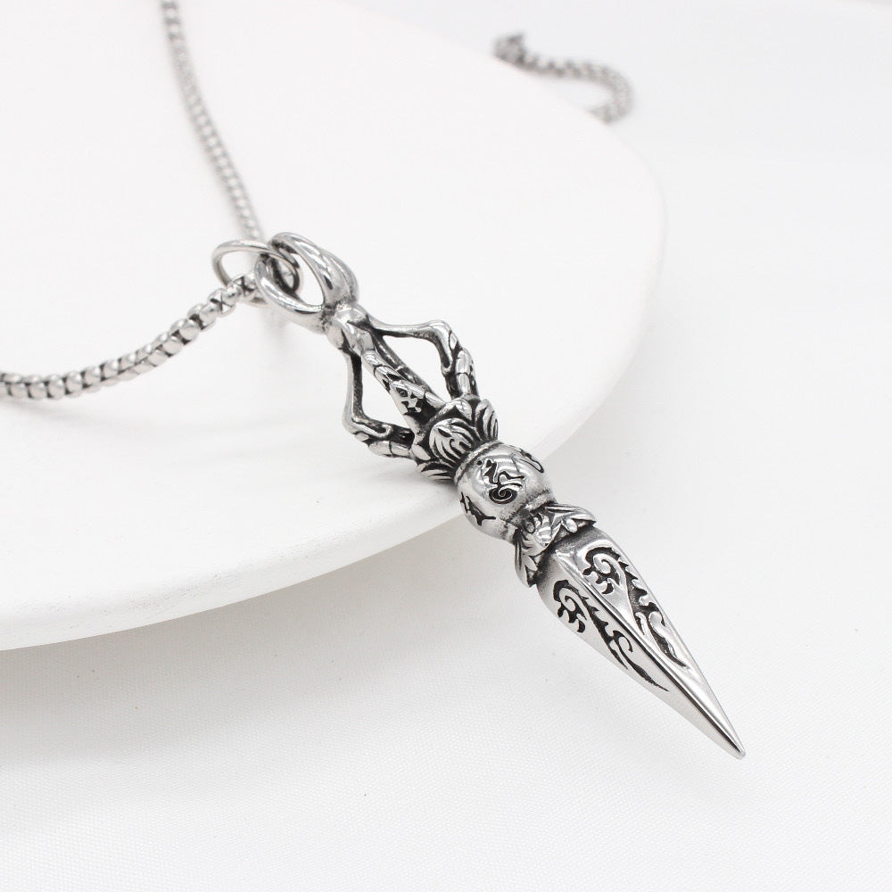 Planderful Vajra Pestle Pendant Necklace For Men Stainless Steel Body Protection Hip Hop Style Jewelry