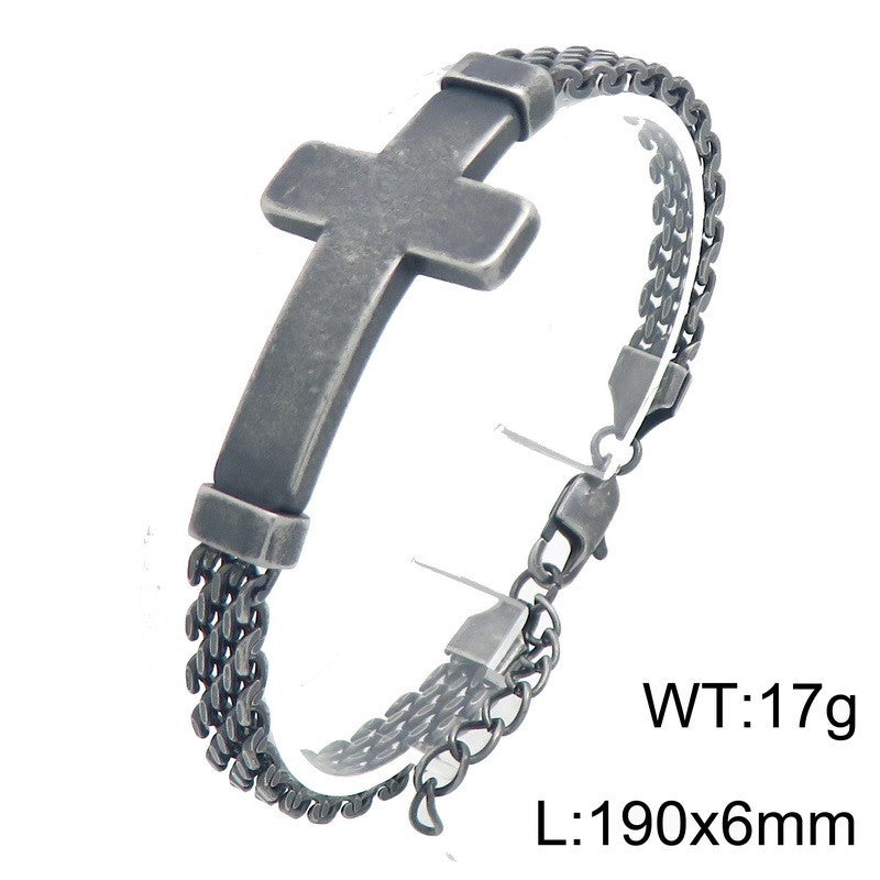 Strap Chain Bracelet – Street Shot Mesh Chain With Extension Chain Cross Curved Bar
