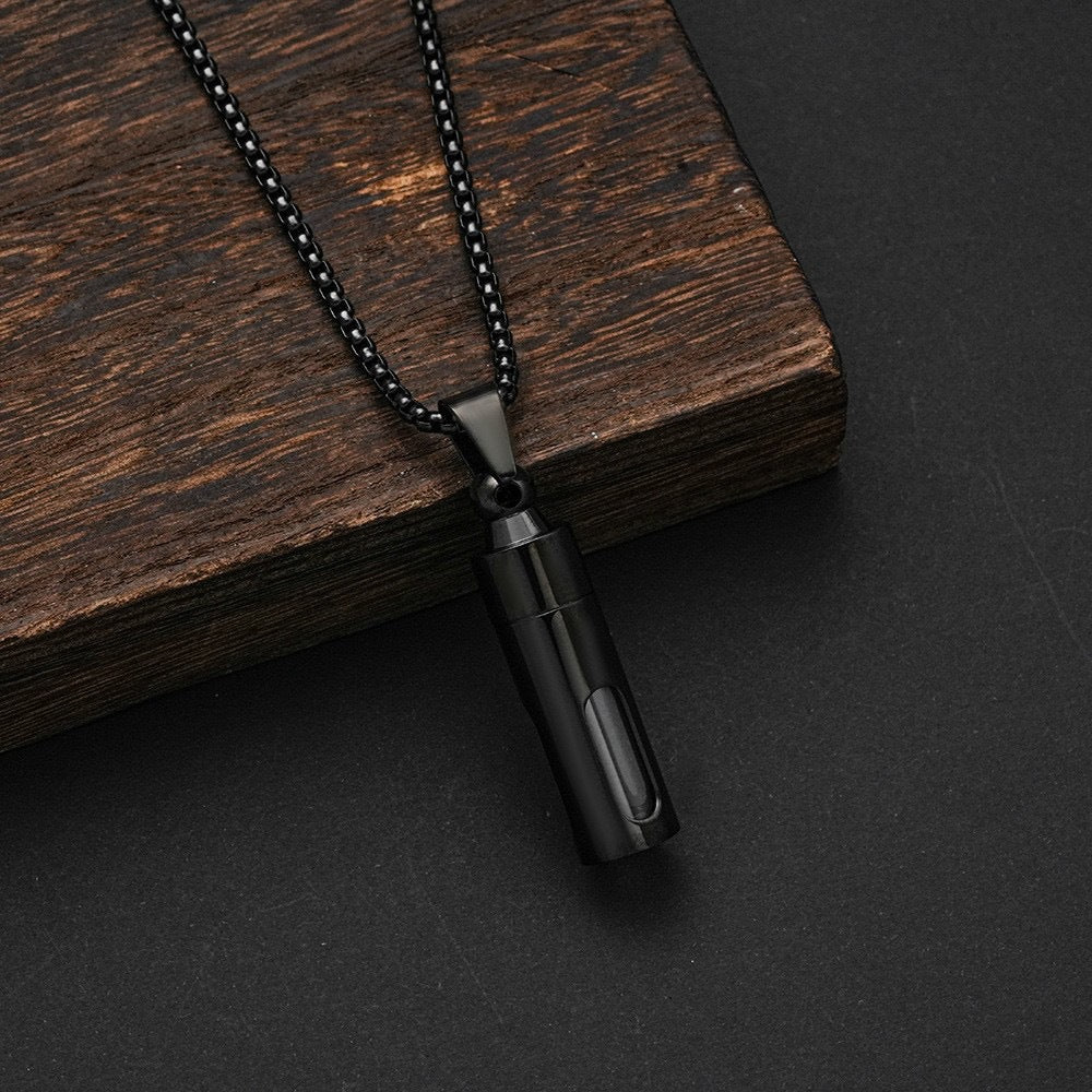 Open Perfume Stainless Steel Pendant Necklace