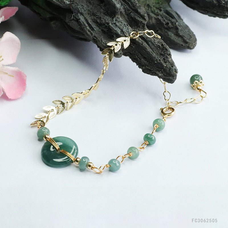 Blue Water Jadeite Peace Buckle 15 mm Bracelet