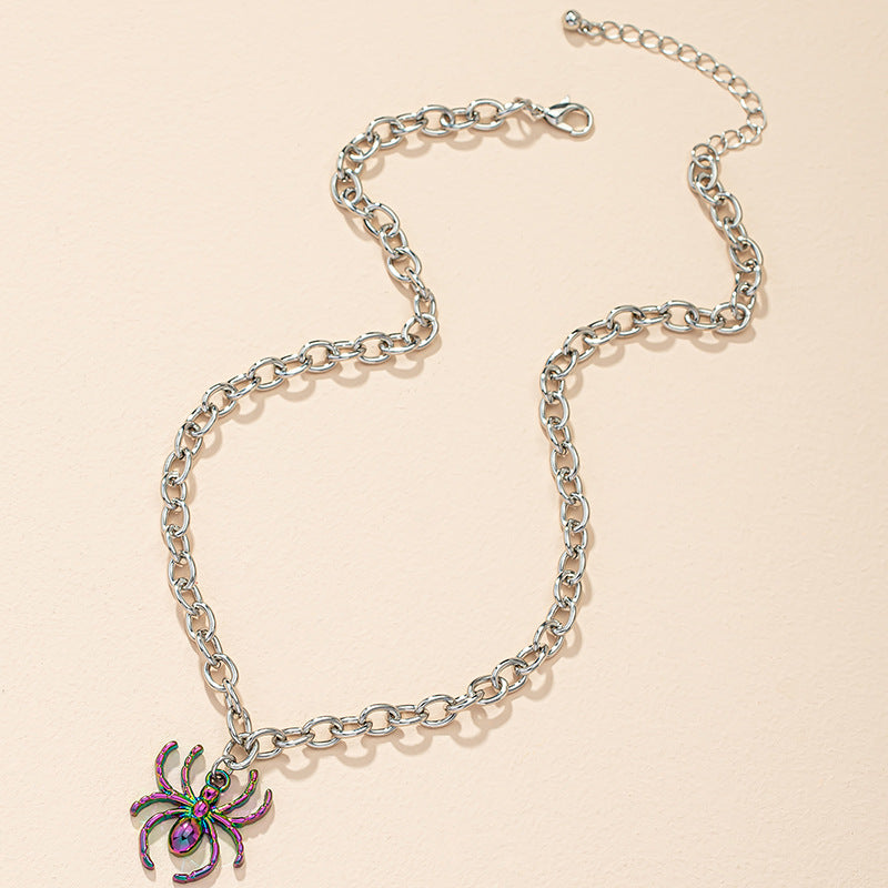 Vibrant Spider Pendant Necklace with a Retro Twist