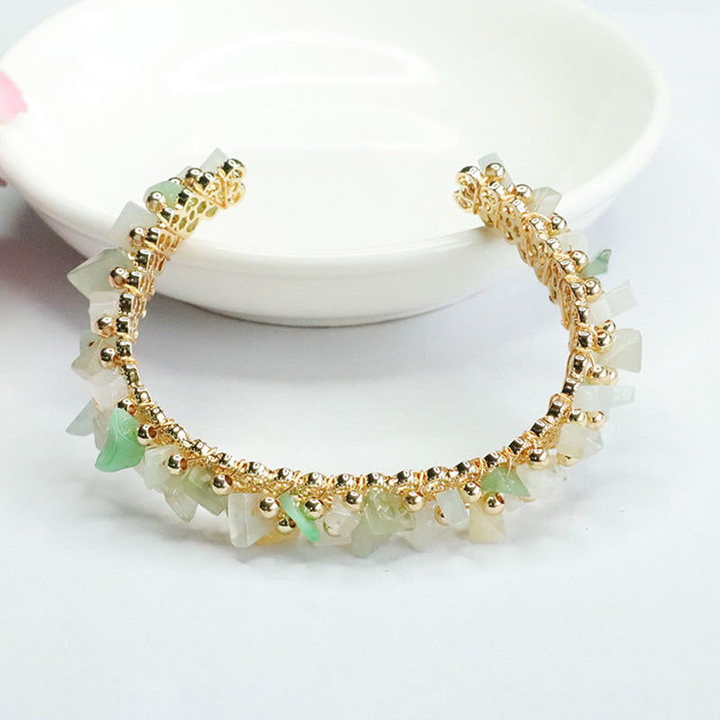 Multicolored Irregular Stone Bracelet with Natural Myanmar Jade