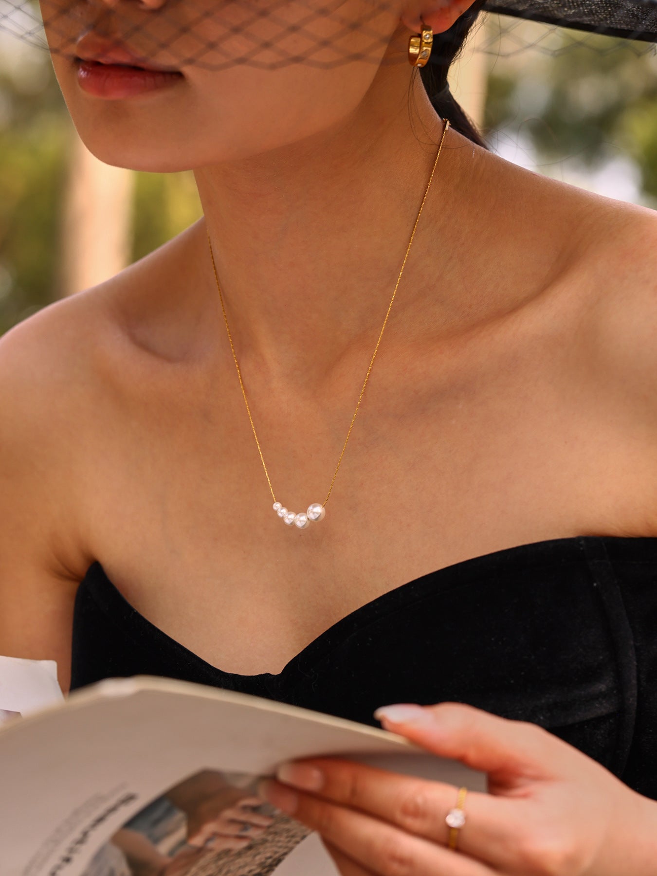 Planderful Stainless Steel Bead Necklace Women Collarbone