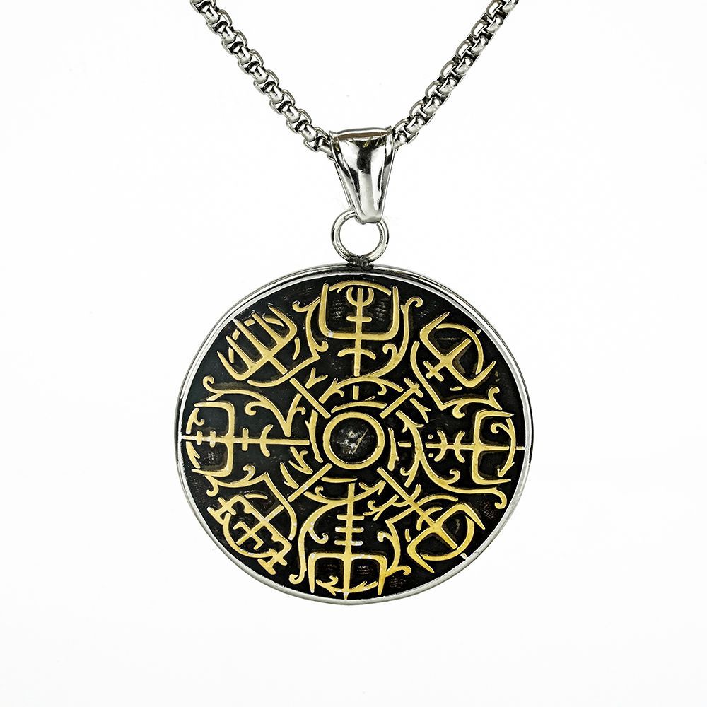 Nordic Vintage Stainless Steel Men's Pendant Viking Compass Necklace