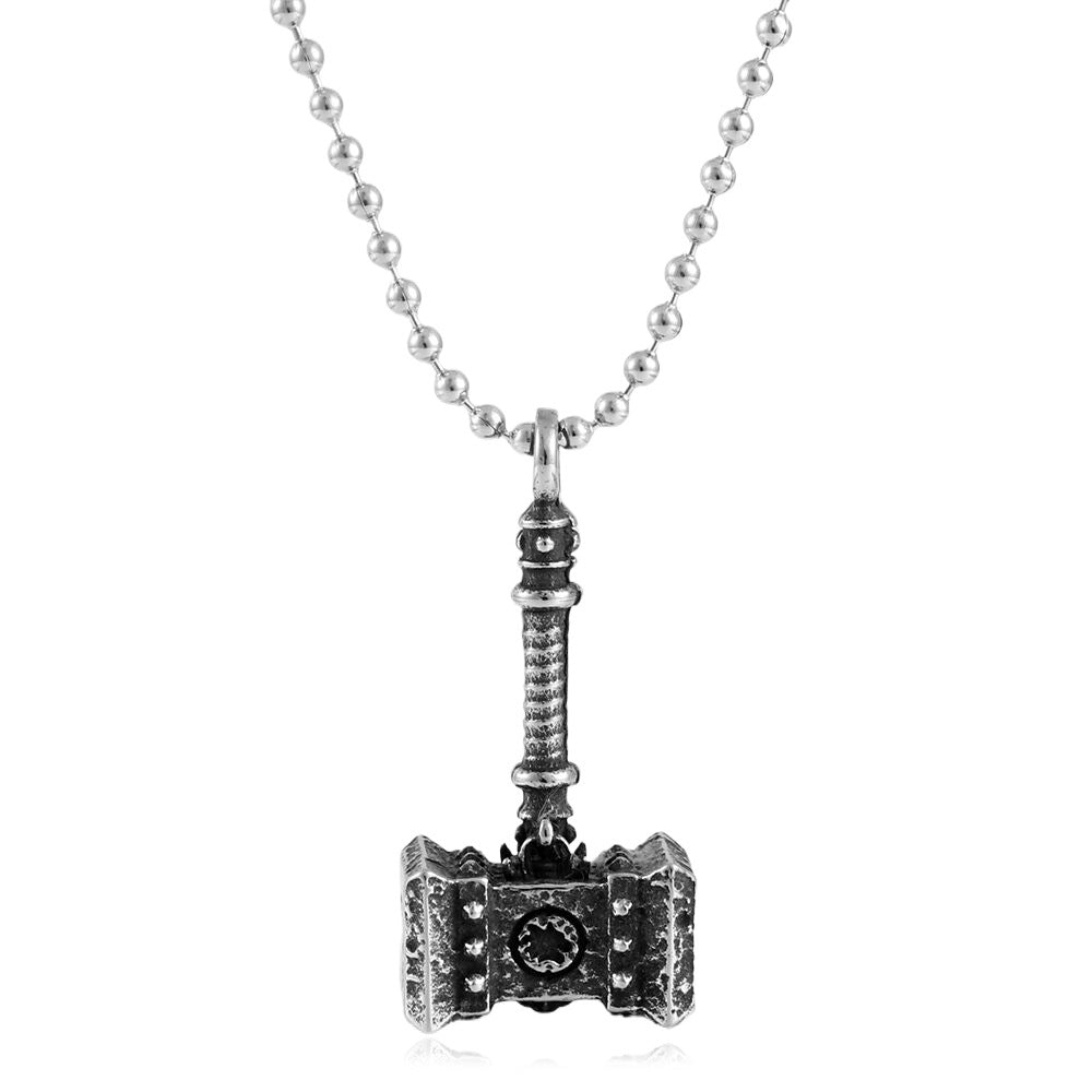 European And American Titanium Steel Hammer Pendant Necklace