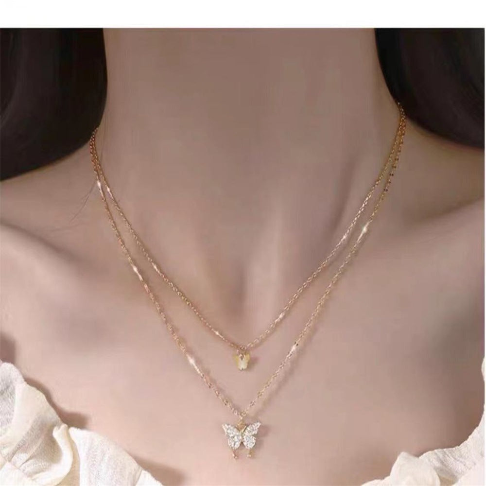 INS Style Temperament Versatile S925 Silver Butterfly Necklace