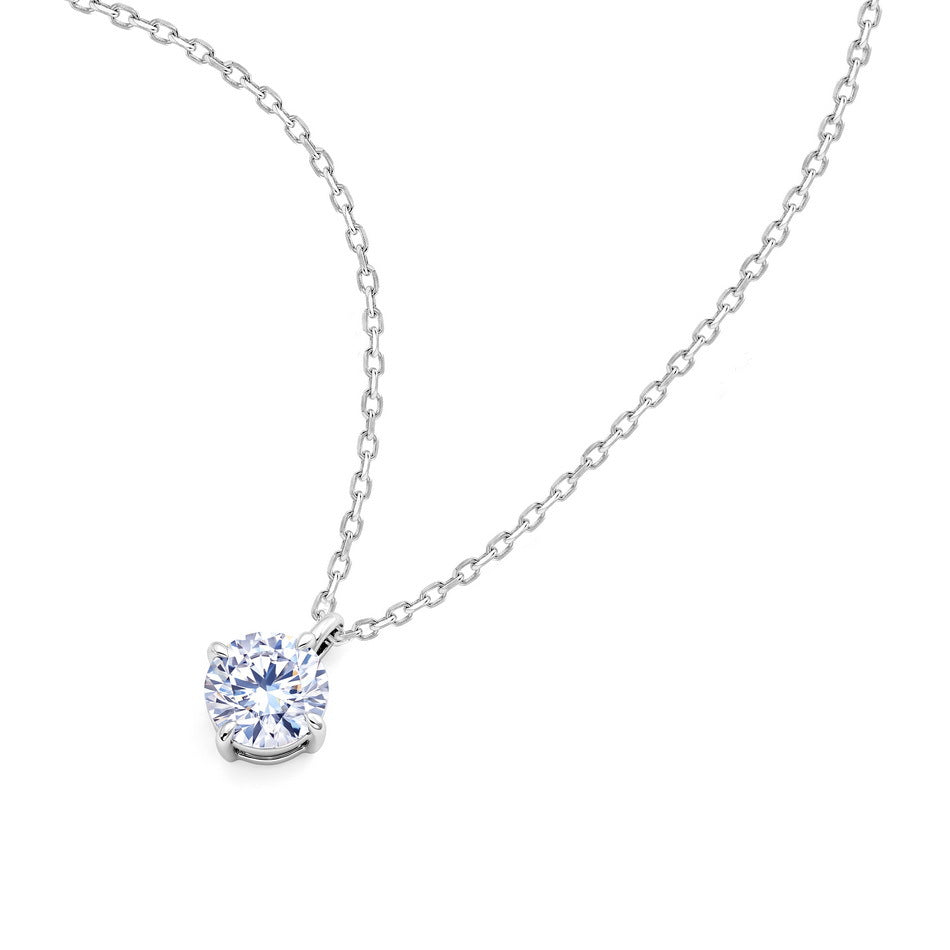 S925 Sterling Silver Moissanite Round Four-Prong Necklace