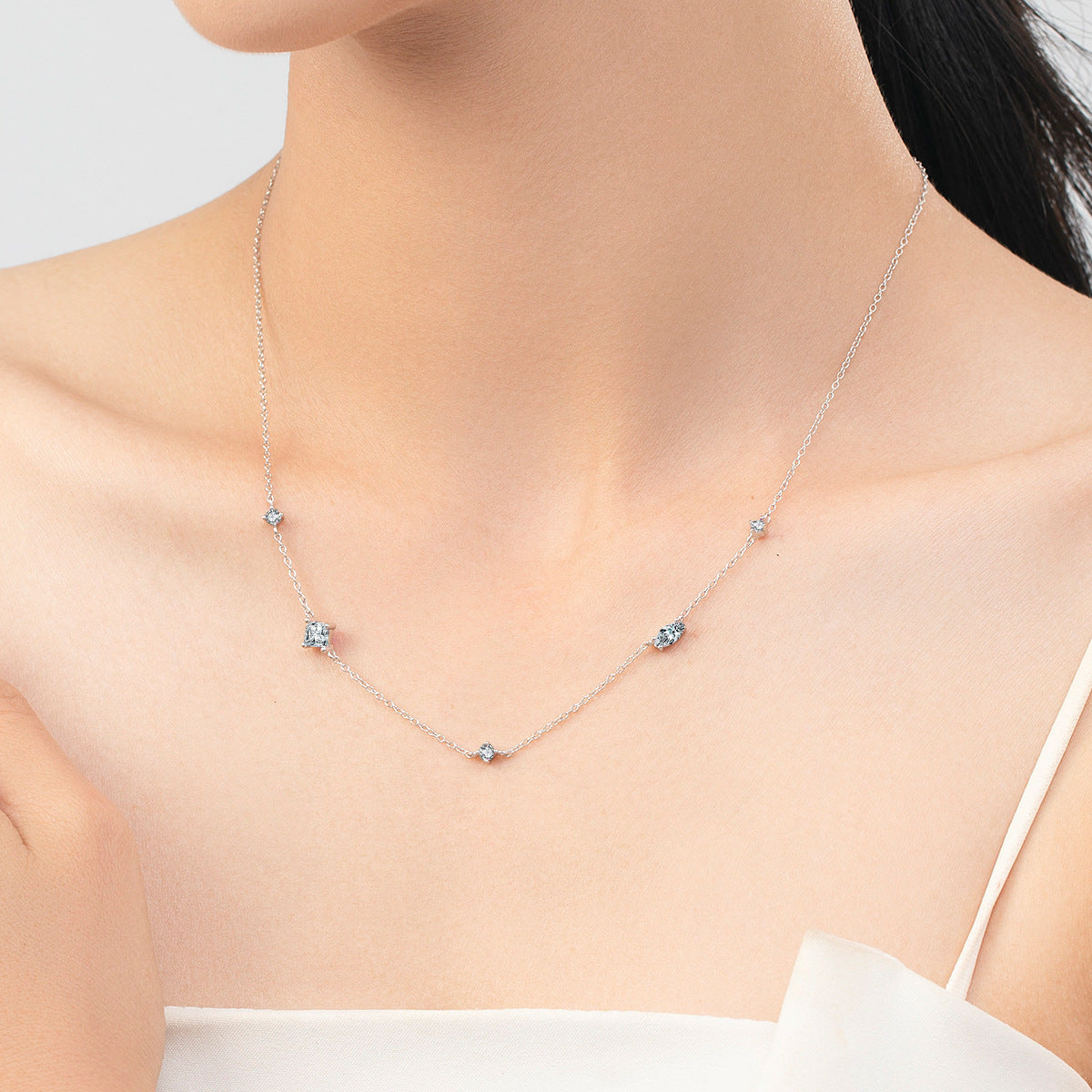 S925 Sterling Silver Summer Breeze Necklace with Zircon Accent