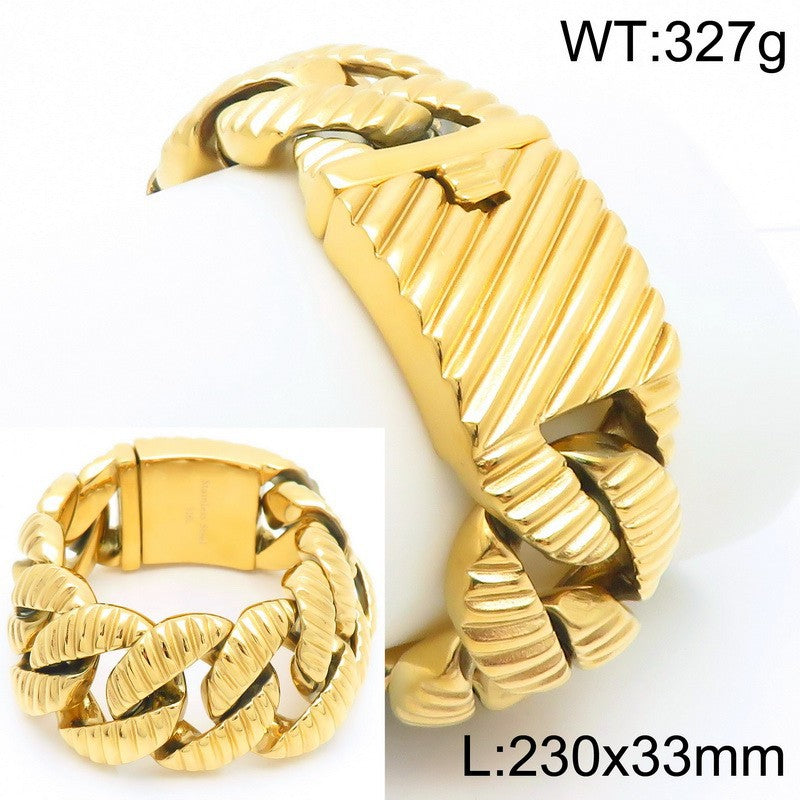 Planderful Titanium Steel Bracelet Unisex Cuban Chain Bold