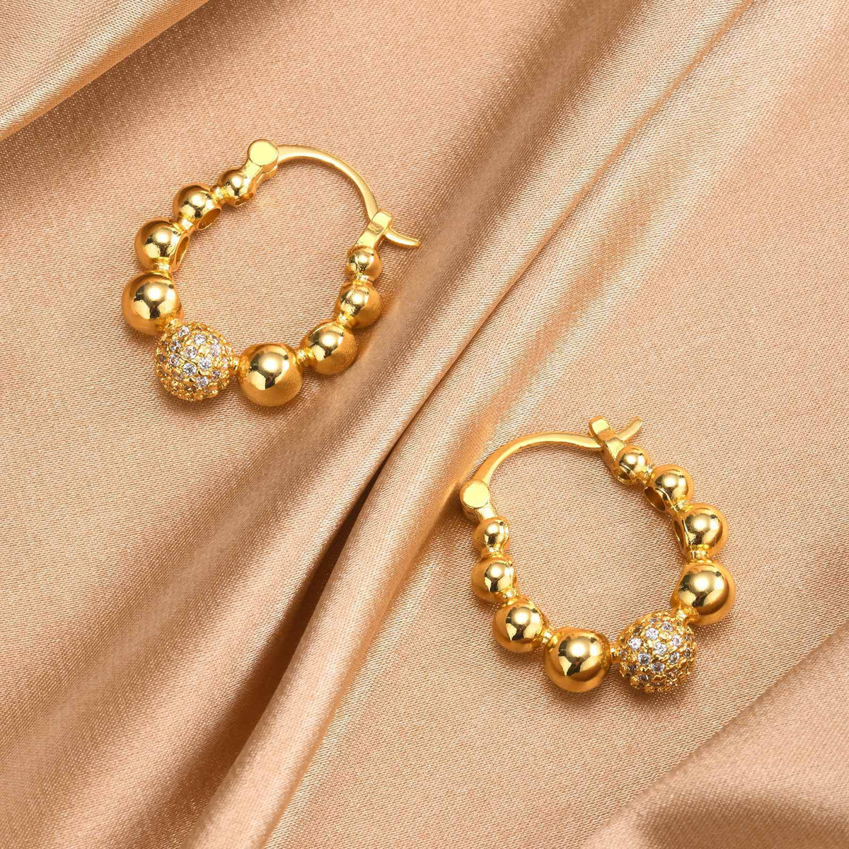 Copper Inlaid Zircon C Earrings Gold Ladies,