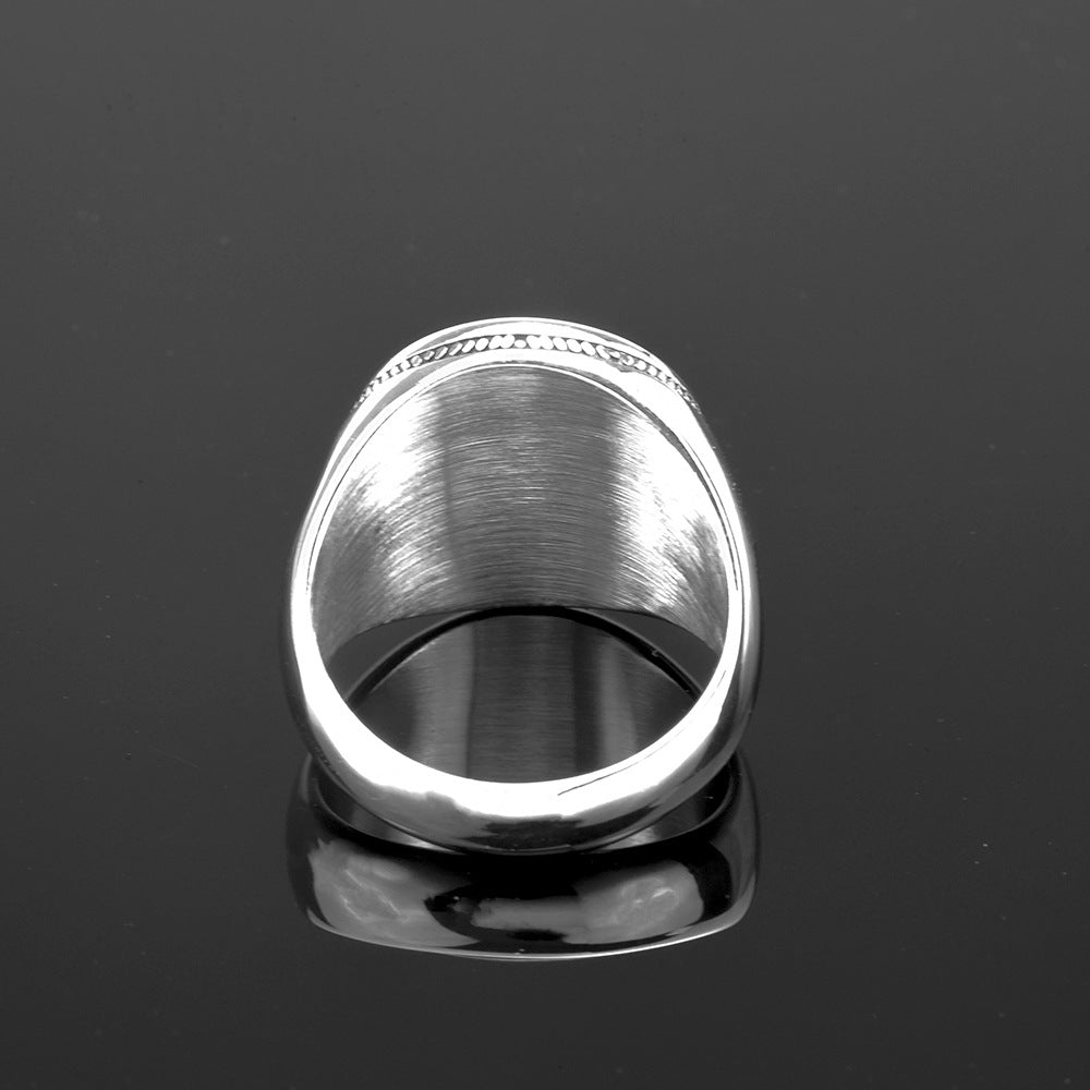 European and American Jewelry Wholesale Men's Titanium Steel Ring Retro Viking Tree of Life Design