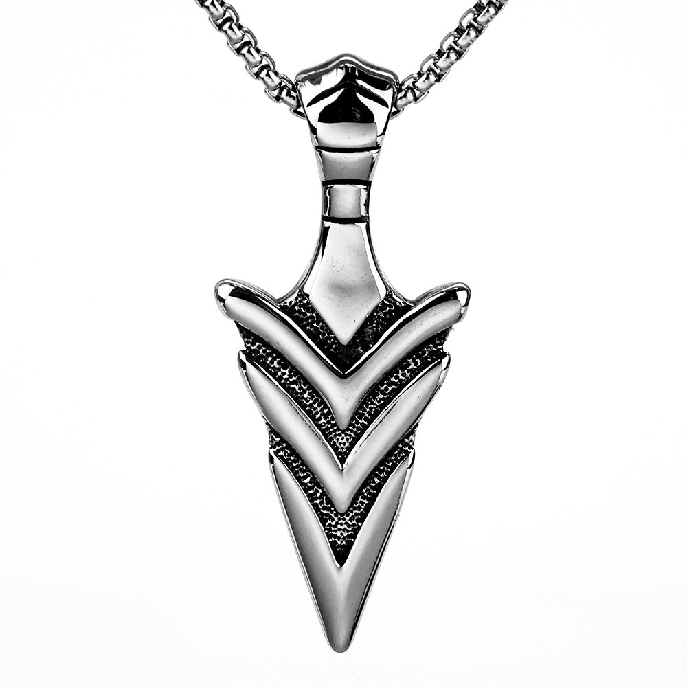 European and American Jewelry Wholesale Titanium Steel Men's Pendant Necklace Retro Viking Arrow Design