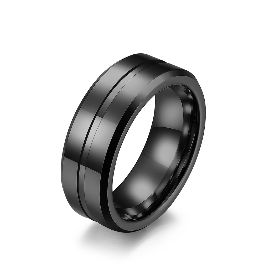 Cross-Border Amazon Tungsten Gold Men's Ring Direct Sales