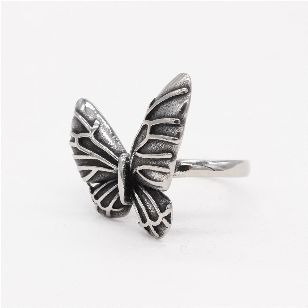 Retro Butterfly Titanium Steel Ring for Men