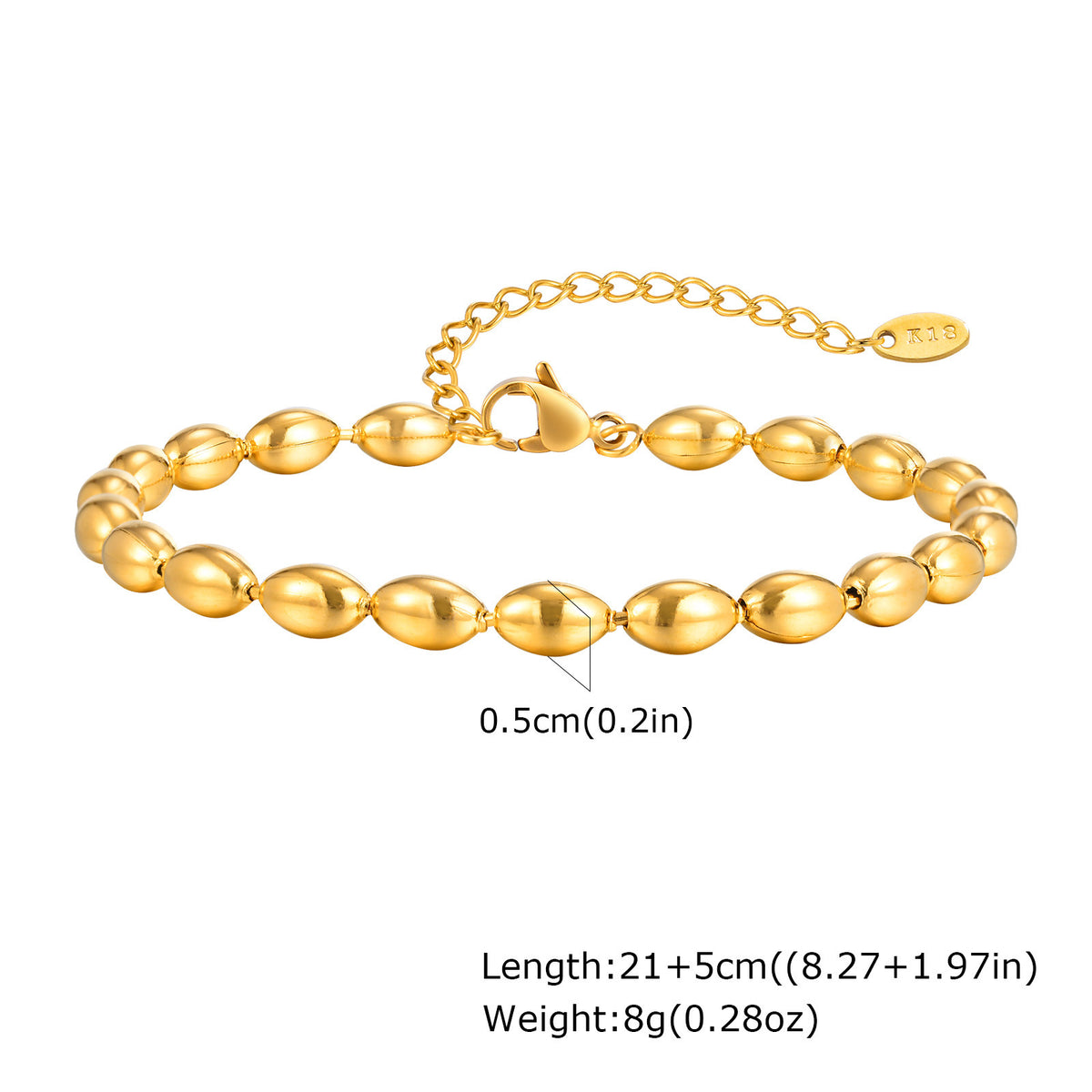 Stainless Steel Rugby Bead Anklets Ladies – Summer Beach Vacation Feet Bracelet
