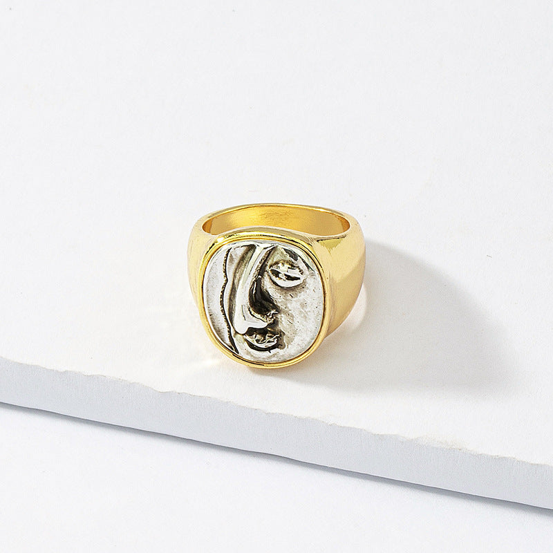 Extravagant Metal Mosaic Face Ring - Vienna Verve Collection