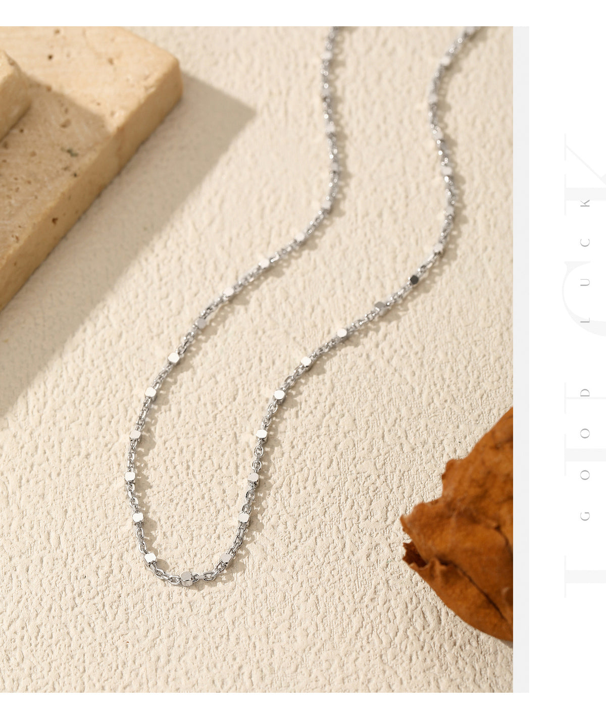 925 Sterling Silver Sequin Plain Chain Necklace