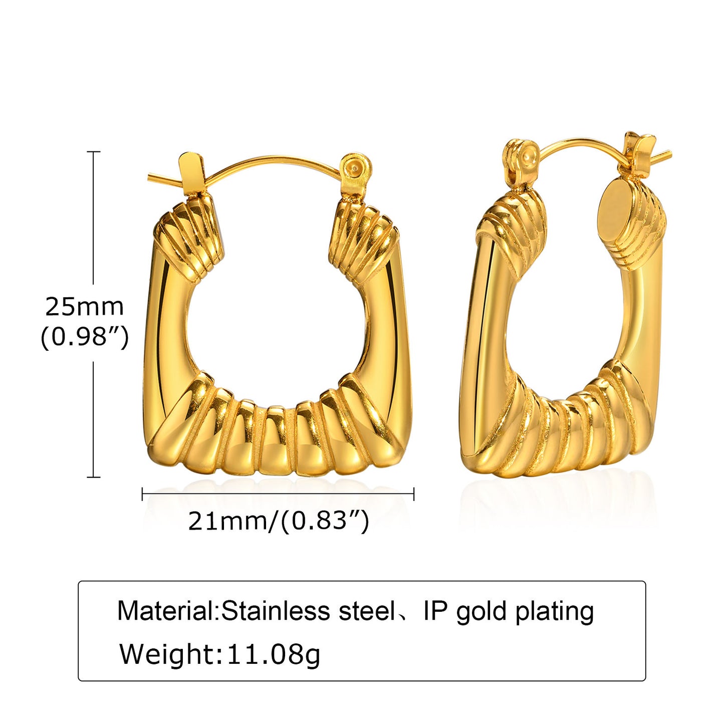 Cross-Border Jewelry Gold Women's U-Shaped Titanium Earrings