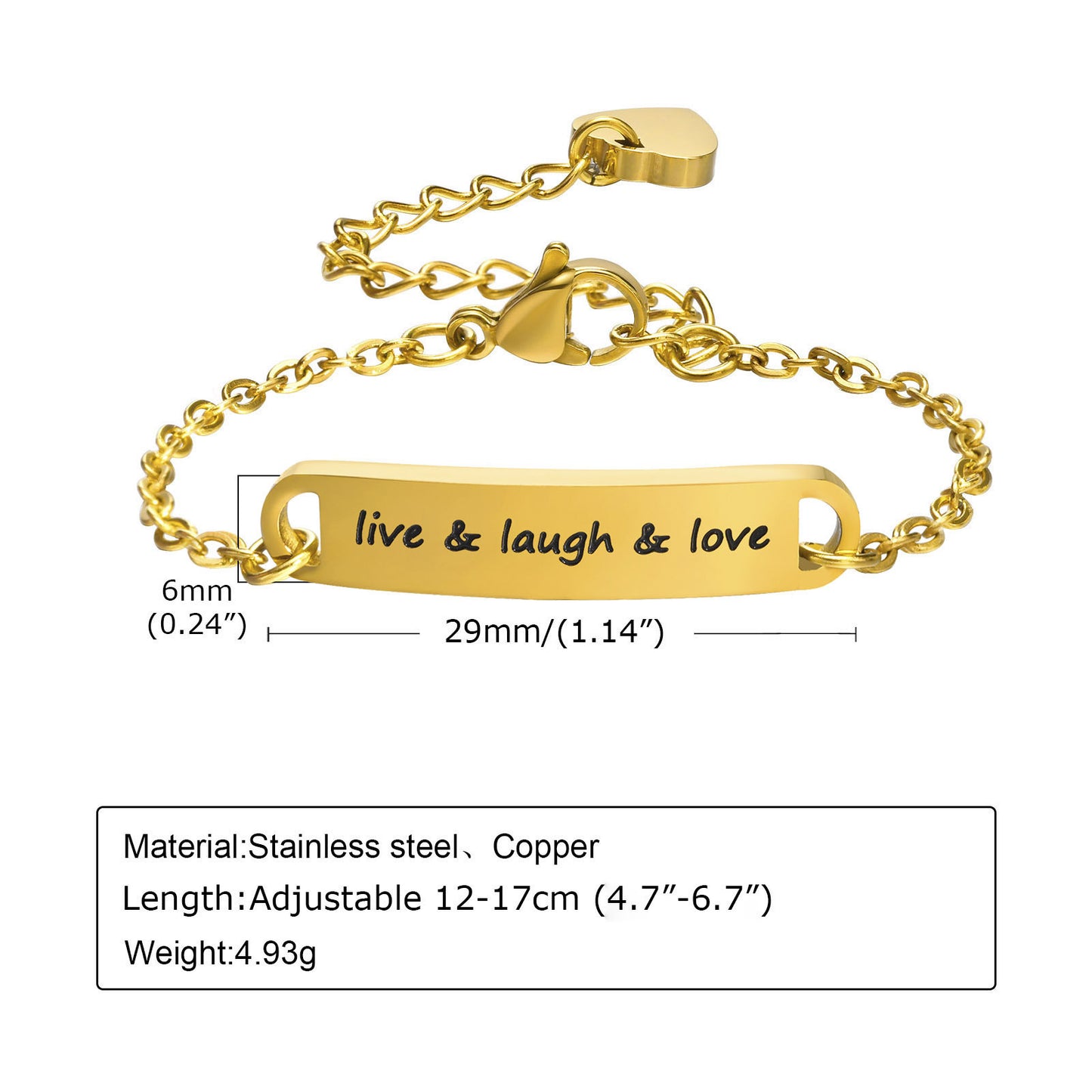 Cross-Border Jewelry Stainless Steel Curved Children's Bracelet 18K Gold