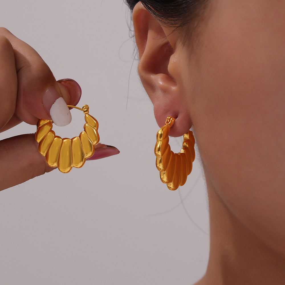 Geometric Gold Plated U-shaped Earrings with Vintage Charm