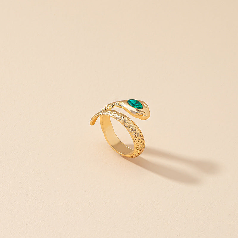 Snake Texture Earrings & Luxury Ring Set with Adjustable Snake Bone Ring - Vienna Verve Collection