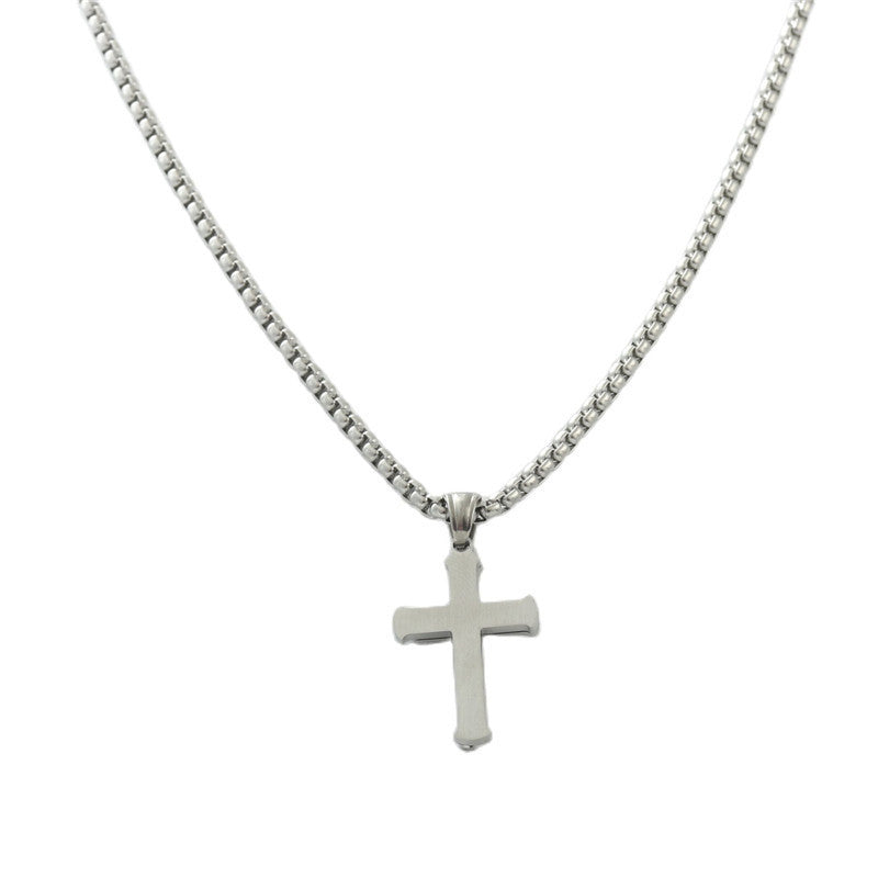 Trendy Personalized Retro Titanium Steel Cross Pendant Necklace for Men