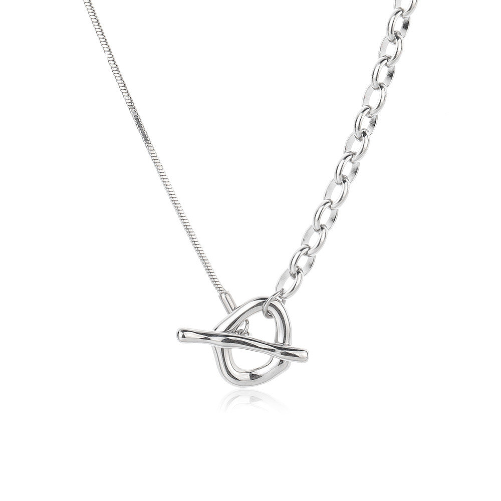Planderful Jewelry 18K Gold Plated Steel Necklace With Adjustable Sweater Chain For Women