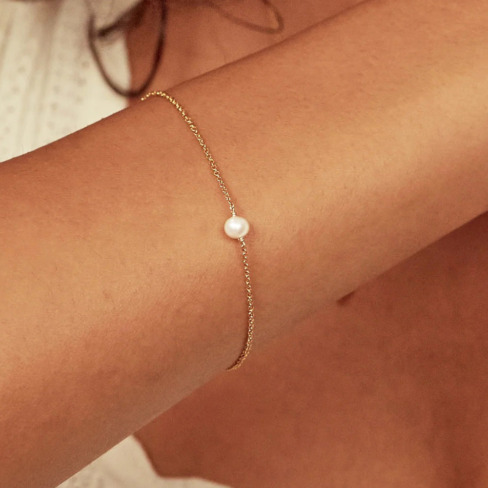 S925 Sterling Silver Daily Natural Pearl Bracelet European, American Style Accessories