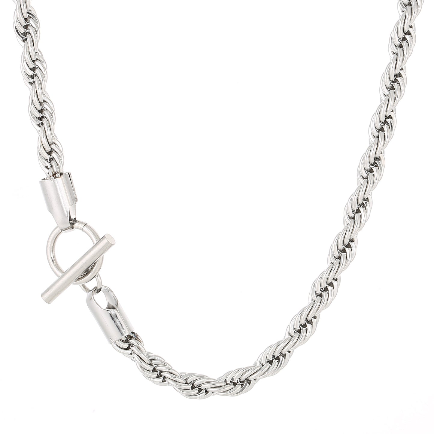 Custom Hip Hop Twill Skull Button Chain Necklace for Men - Stainless Steel Twist Design