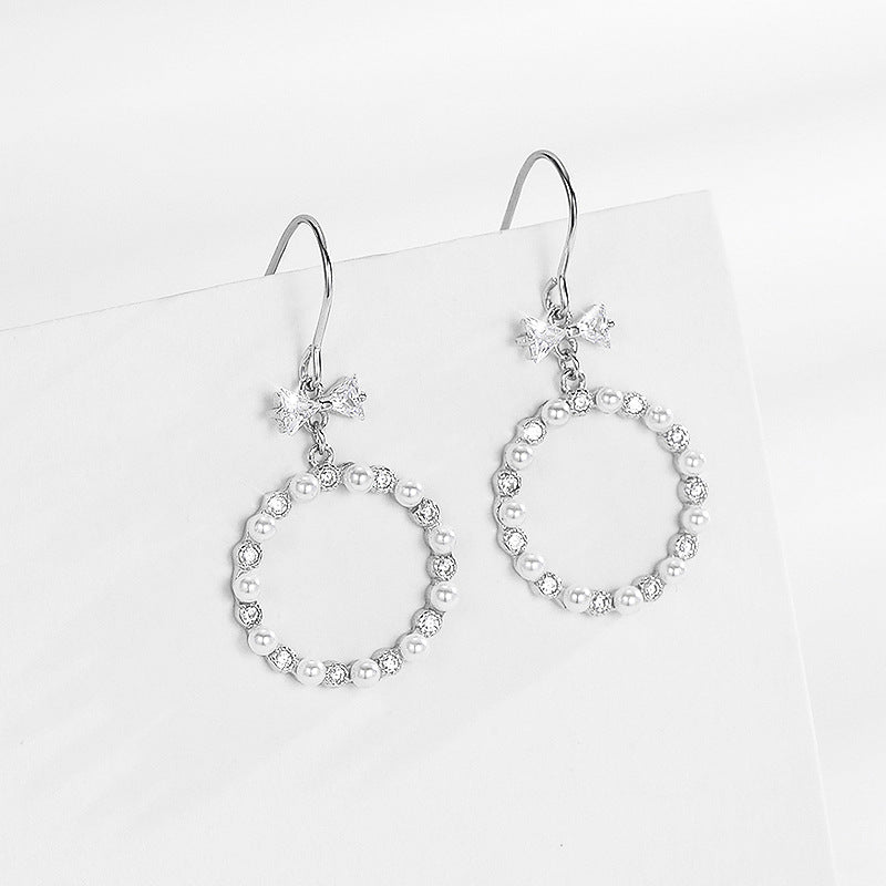 Bead Bow 925 Sterling Silver Women's Earrings