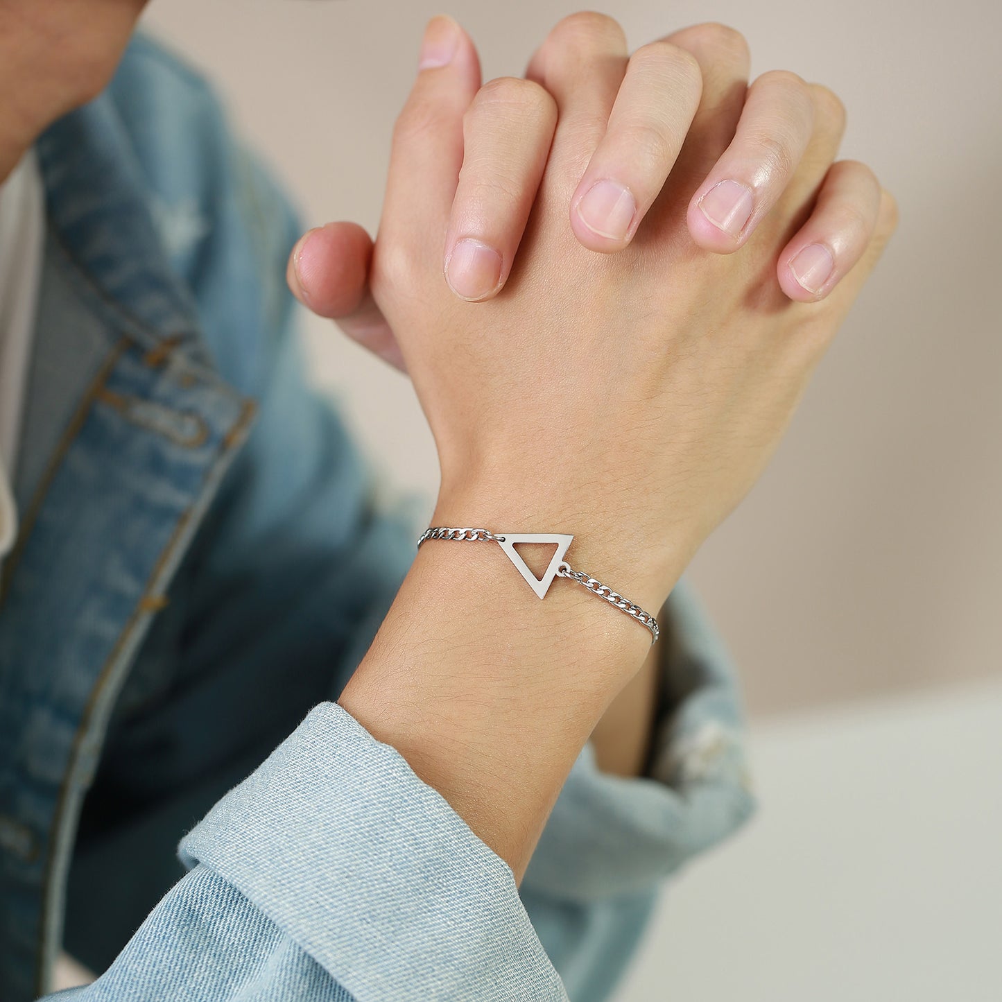 European And American Cross-Border Geometric Steel Triangle NK Chain Bracelet