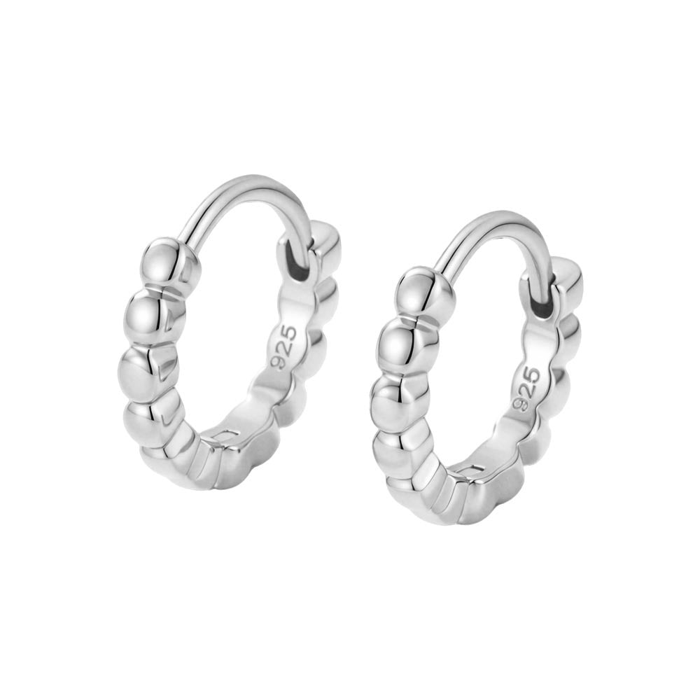 S925 Sterling Silver French Retro Circle Earrings Geometric Circle Ear Buckle