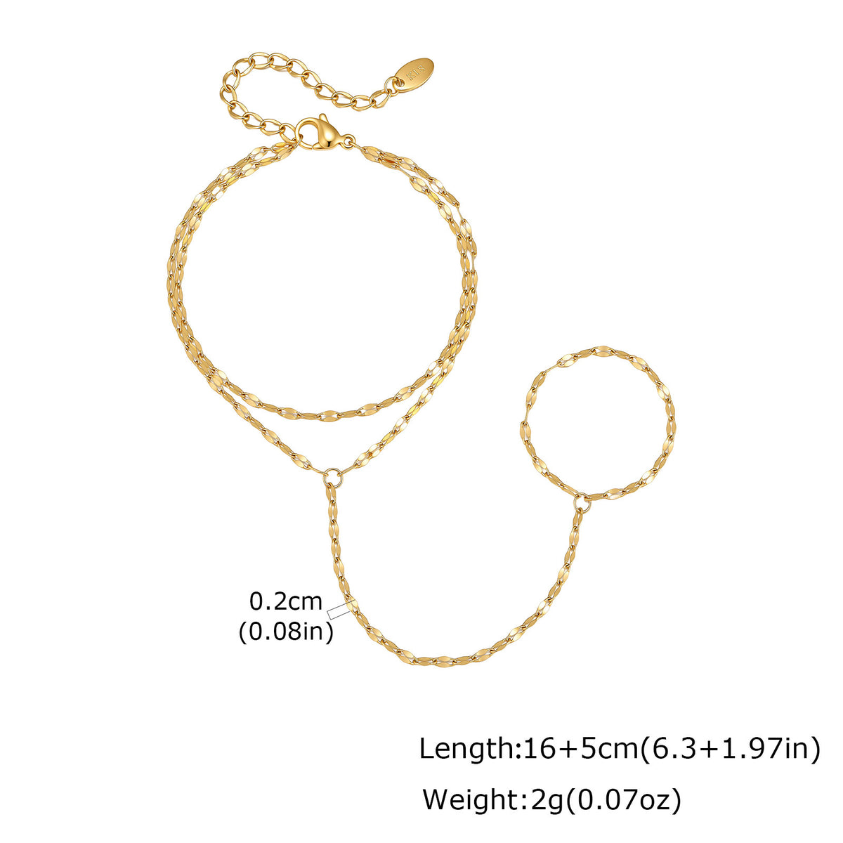 Stainless Steel Lip Chain Zircon Double Layer Finger Chain Women's Model Bracelet