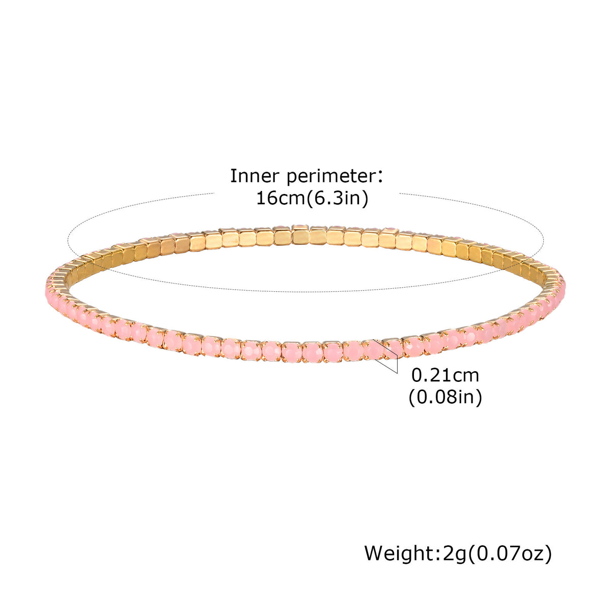 Copper Zircon Bracelet Pink White Bohemian Ladies