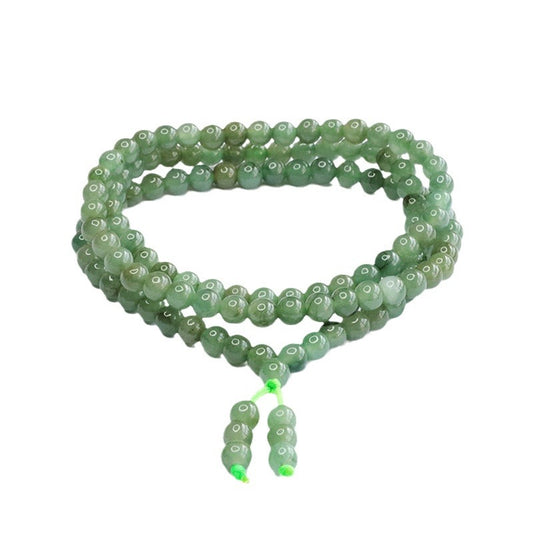Natural Myanmar A-grade Jade Necklace Oil Green Round Bead Sweater Chain Jade
