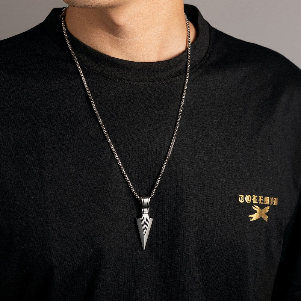 Platform Retro Spearhead Titanium Steel Pendant Necklace for Men